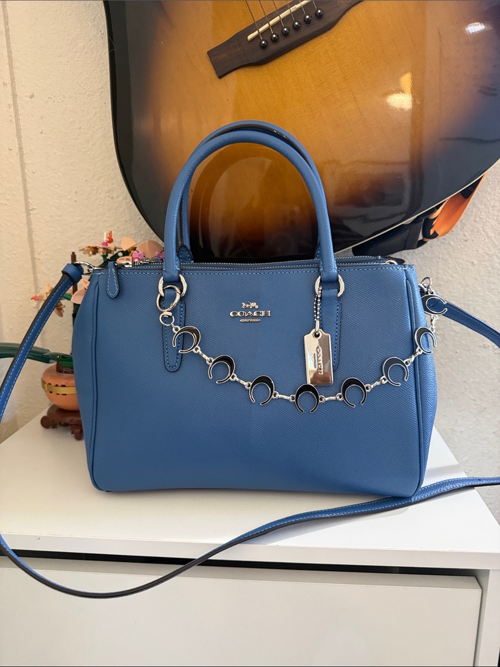 Coach Surrey Carryall in denim blue medium crossbody/top handle bag - Picture 10 of 16